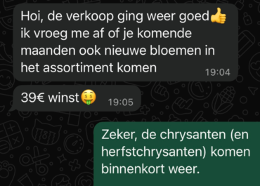 Whatsapp resultaat van een verkoper met zijn bloemenwijk