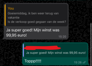 Whatsapp resultaat van een verkoper met zijn bloemenwijk