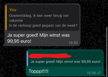 Whatsapp resultaat van een verkoper met zijn bloemenwijk